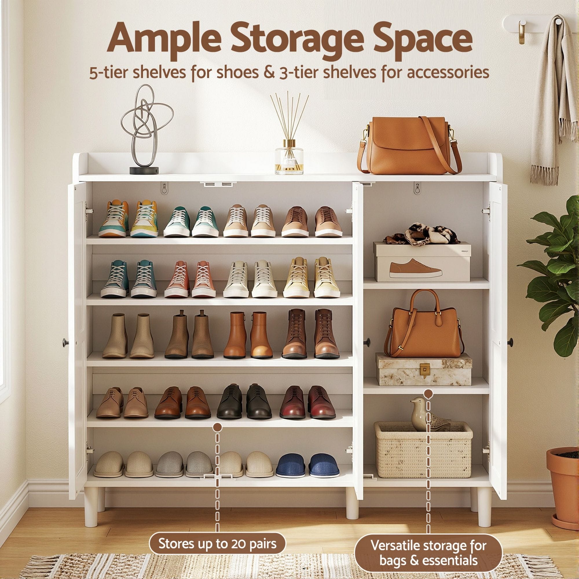 Sophia Shoe Storage Cabinet White - Image 7