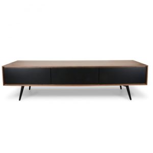 180cm TV Unit With Black Matte Drawers - Walnut
